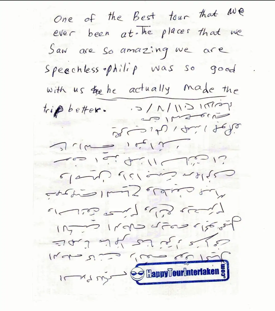 Guest review letter — Happy Tour Switzerland (2)