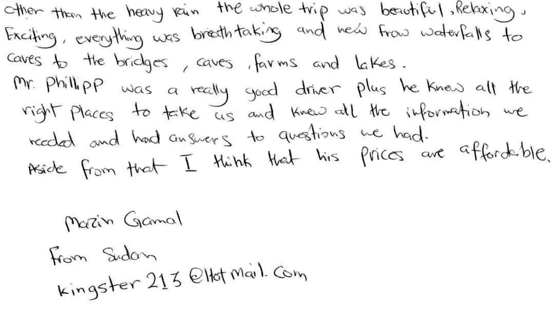 Guest review letter — Happy Tour Switzerland (17)