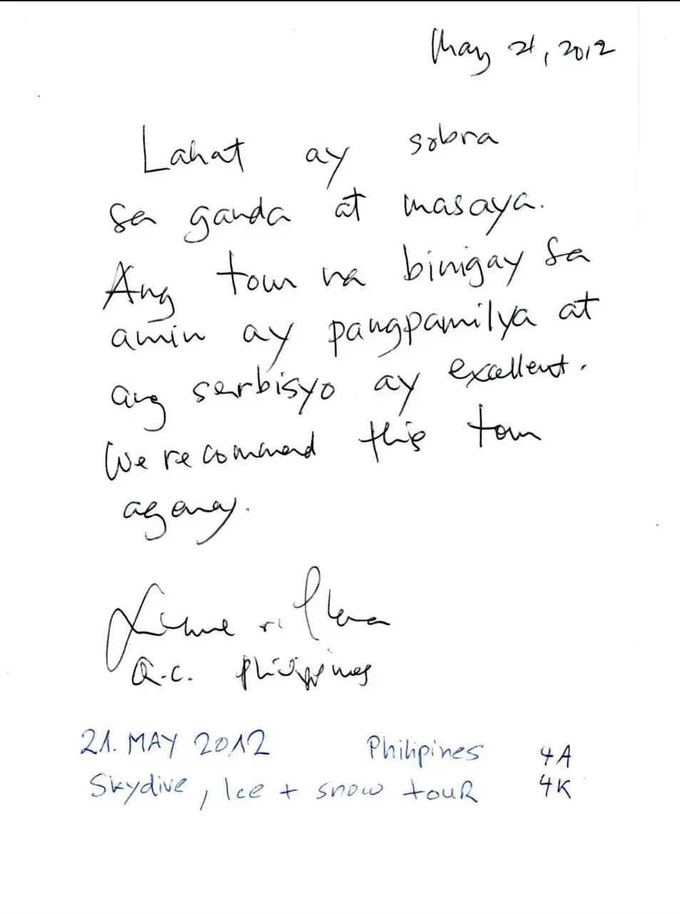 Guest review letter — Happy Tour Switzerland (25)